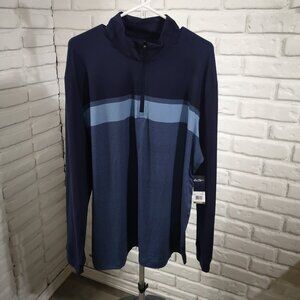 NWT Ben Hogan Performance Men's Size XL Navy/Medium Blue Long Sleeve Polo